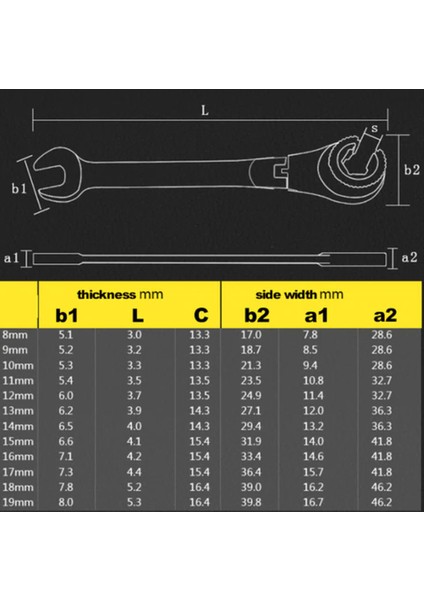 Sabit Kafa Stili 10 mm 1 Adet Boru Ratchet Anahtarı Çift Uçlu Yağ Anahtarları Boru Ratchet Kombine Anahtarlar Dişli Halka Anahtarı El Aletleri (Yurt Dışından)