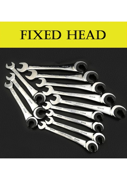 Sabit Kafa Stili 10 mm 1 Adet Boru Ratchet Anahtarı Çift Uçlu Yağ Anahtarları Boru Ratchet Kombine Anahtarlar Dişli Halka Anahtarı El Aletleri (Yurt Dışından) fırsatları
