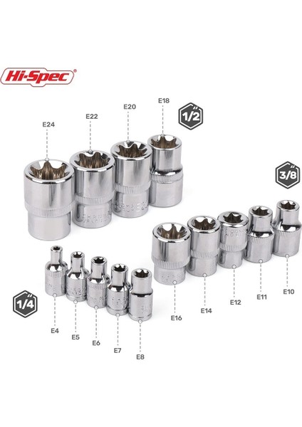14 Adet Torx Soket Takımı Stili Hi-Spec E-Soket Soket Seti Adaptör Torx Yıldız Uçlu Bit Onarım El Aletleri Kafası Için Tork Anahtarı Ratchet Soket Anahtarı Için (Yurt Dışından) fiyatları