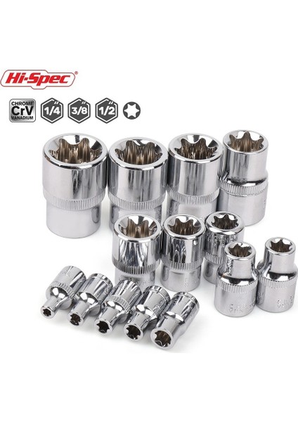 14 Adet Torx Soket Takımı Stili Hi-Spec E-Soket Soket Seti Adaptör Torx Yıldız Uçlu Bit Onarım El Aletleri Kafası Için Tork Anahtarı Ratchet Soket Anahtarı Için (Yurt Dışından) modelleri