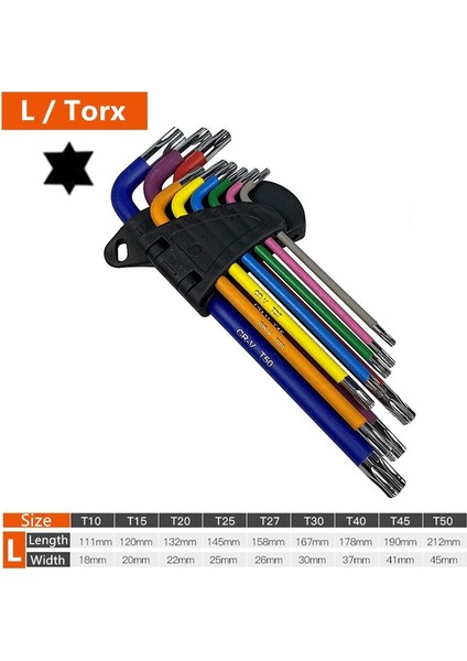 Uzatma Torx Stili Renk Kodlu Altıgen Allen Anahtar Seti Torx Yıldız L Tipi Anahtar Kollu Anahtar Ingiliz Anahtarı Metrik Tornavida Takımı (Yurt Dışından)