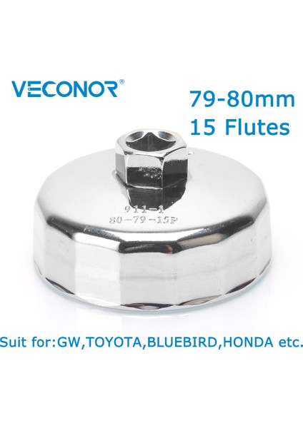 Veconor Kare Dr.çelik Yağ Filtre Anahtarı Kapağı Kasa Aracı Çıkartıcı 15 Flüt Evrensel Bluebırd Honda Zxauto Için (Yurt Dışından)