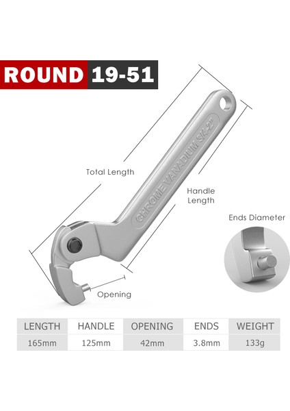 YUVARLAK19'DAN 51'e Tarzı Kındlov Evrensel Anahtar Ayarlanabilir Kanca Açık Uç Anahtar Takımı Somun Civata Onarım Motosiklet Bisiklet El Aletleri (Yurt Dışından)