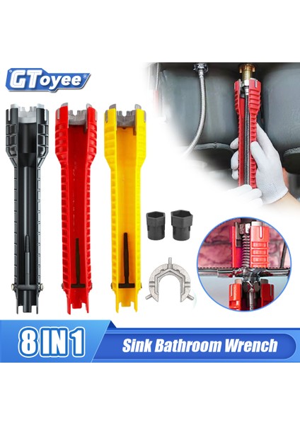 6ın1 Sarı Tarzı 1 Multifonksiyonel Lavabo Anahtarı Tamir Lavabo Tesisat Aracı Anahtar Musluk Anahtarı Tesisat Boru Anahtarı Banyo Anahtarı Takımları (Yurt Dışından) fiyatları