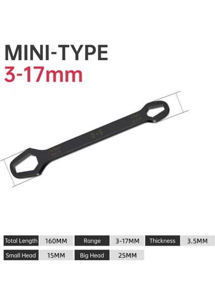 Küçük 3-17 mm Tarzı Aleekit Çift Başlı Anahtar Çok Fonksiyonlu Tornavida Somun Anahtarı Tamir El Aletleri Ratchet Anahtarı Evrensel Anahtar (Yurt Dışından)