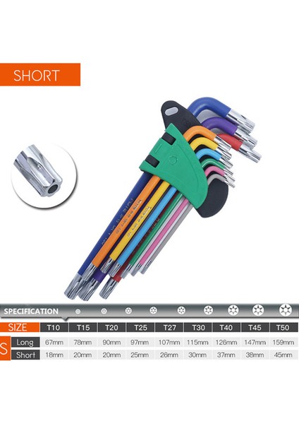 Torx Anahtar Seti Kısa Stil Bisiklet Tamiri Için Allen Vida Uzun Kol Hex Anahtar Seti Allen Anahtarı Seti Için L Anahtar Kiti Hexagon Anahtarı El Aletleri (Yurt Dışından)