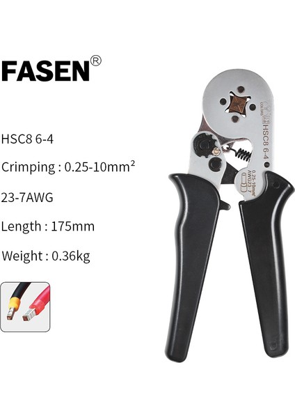 Hsc8 6-4b Stili Awg Yüksek Hassasiyetli Tel Konnektör Krimp Pensesi ve Tüp Ayakkabı Terminal Aracı Hsc (Yurt Dışından)