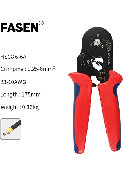 Hsc8 6-4b Stili Awg Yüksek Hassasiyetli Tel Konnektör Krimp Pensesi ve Tüp Ayakkabı Terminal Aracı Hsc (Yurt Dışından)