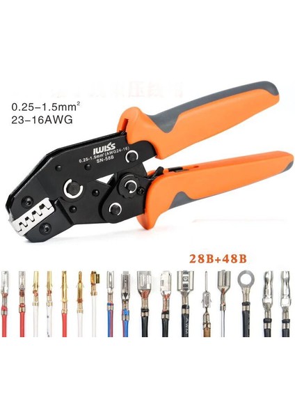 IWS-58B Stili Iwıss SN-58B=28B+48B Tel Sıkma Pensesi ² Kutu Tab Sm2.5 Xh2.54 Terminaller Kiti Elektrik El Aletleri (Yurt Dışından) fiyatları