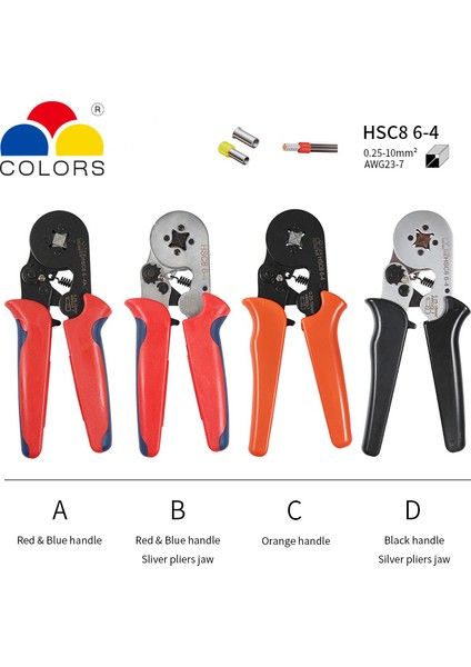 Hsc8 6-4 Tarzı D Hsc Awg Presleme Pensesi Hsc8 Yuvarlak Burun Pensesi Tüp Awg Iğneleri Terminaller (Yurt Dışından)