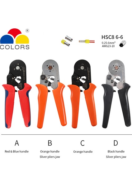 Hsc8 6-6 Tarzı D Hsc8 Presleme Pense Hsc Tüp Tip Iğne Terminal Kutu Seti Mini Basınç Teli Halka Aletleri (Yurt Dışından)