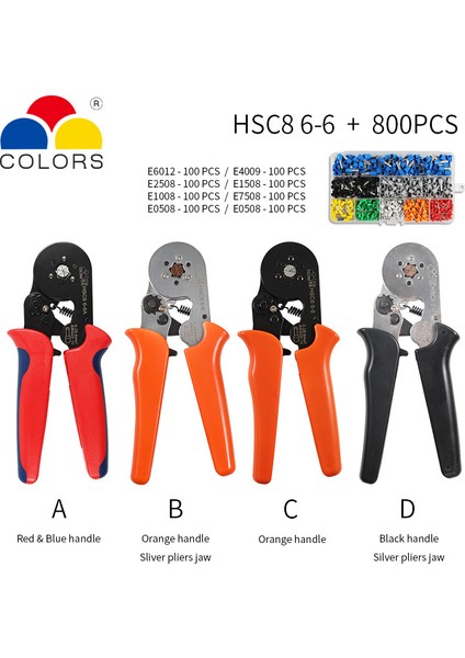 Hsc8 6-6 Tarzı D Hsc8 Presleme Pense Hsc Tüp Tip Iğne Terminal Kutu Seti Mini Basınç Teli Halka Aletleri (Yurt Dışından)