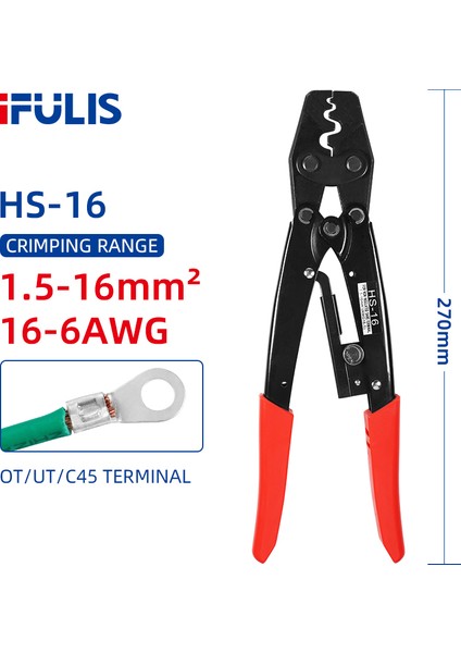 Hs-16 Tarzı Hs-2ma Sıkma Pense Rnb Snb Ot Ut Yalıtımsız Terminaller Kapasite Awg Elektrik Aletleri Hs-16 Hs-22 Hs-8 (Yurt Dışından)