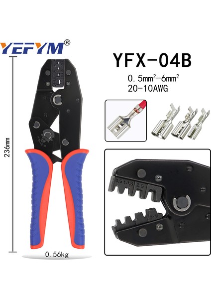 YFX-04BX Stili Ratchet Kıvırma Aracı Pense Hızlı Değişim Çenesi Isıyla Büz, Yalıtımsız, Açık Varil, Yalıtımlı, Yalıtımsız Klemensler (Yurt Dışından)