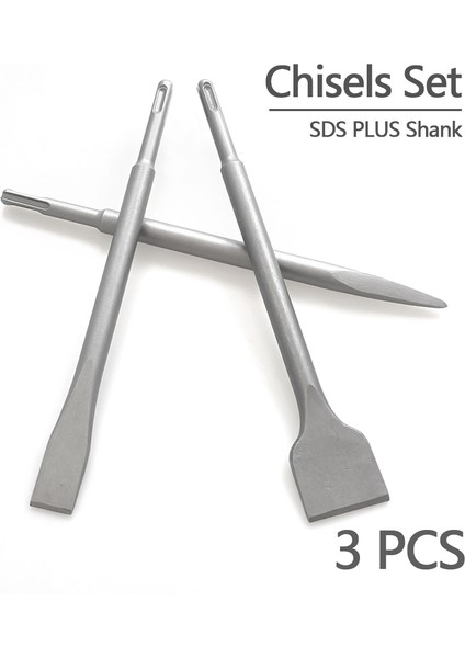 3 Adet Keski Sds Plus Shank Elektrikli Çekiç Matkap Ucu Nokta Oluk Düz Keski Inşaat Için Beton Tuğla Duvar Kaya (Yurt Dışından)