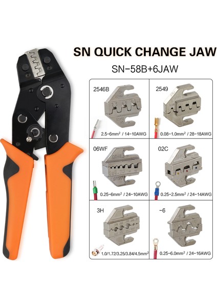 SN-58B 6 Çeneli Stil Snx Değiştirilebilir Çene Için Xh2.54 Dupont Izole Edilmemiş Uç Klemensi Krimping Takımı Ratchet Pense Setleri (Yurt Dışından)