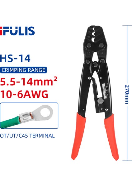 Hs-14 Tarzı Hs-2ma Sıkma Pense Rnb Snb Ot Ut Yalıtımsız Terminaller Kapasite Awg Elektrik Aletleri Hs-16 Hs-22 Hs-8 (Yurt Dışından)