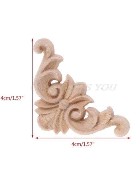 No.20 Boyutu Ev Mobilyaları Dekoru Için Boyanmamış Ahşap Oymalı Köşe Aplike Aplike Çerçeve Dekal 6X6CM & Dro (Yurt Dışından)