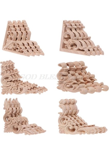 No.20 Boyutu Ev Mobilyaları Dekoru Için Boyanmamış Ahşap Oymalı Köşe Aplike Aplike Çerçeve Dekal 6X6CM & Dro (Yurt Dışından) fiyatları