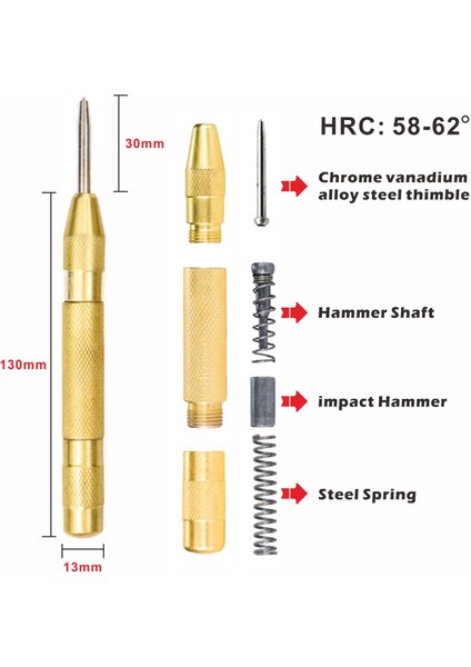 150GRI 1 Adet Otomatik Merkezleme Yüklü Işaretli Başlangıç Delikleri Aracı Hss Ahşap Pres Dent Marker Metal Matkap Ucu (Yurt Dışından) fiyatları