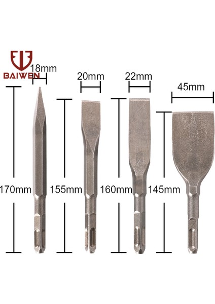 4 Adet Set 4 Parça Duvar Dövme Seti Uç Oyuğu Oluk Çekiç Düz Uç Keski Elektrikli Çekiç Matkap Ucu Beton Tuğla Duvar Delme Kare Shank (Yurt Dışından)