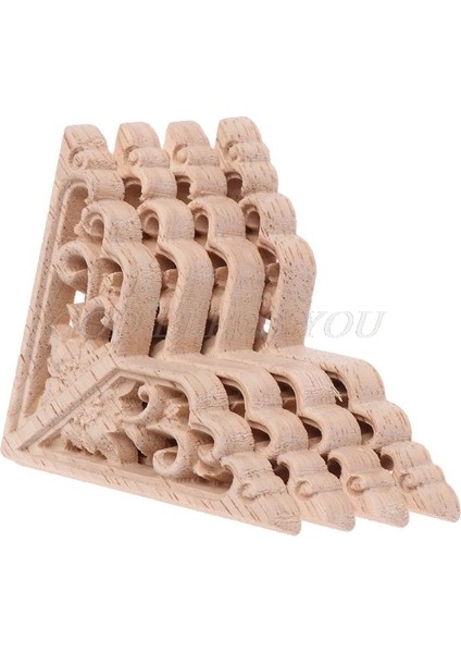 No.13 Boyutu Ev Mobilyaları Dekoru Için Boyanmamış Ahşap Oymalı Köşe Aplike Aplike Çerçeve Dekal 6X6CM & Dro (Yurt Dışından)