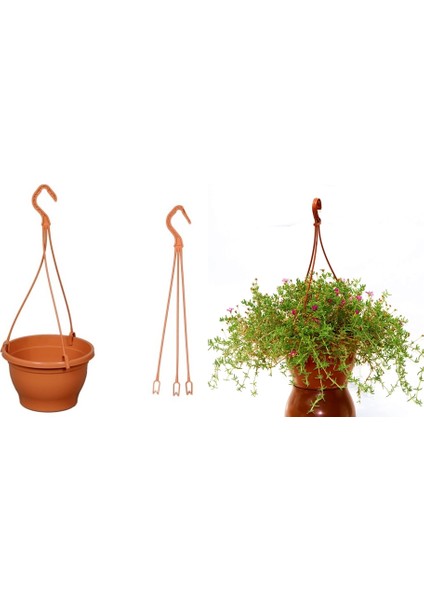 Askılı Çiçek Saksısı 20 Adet 18 cm - Makrome Saksı (Kiremit Renk)