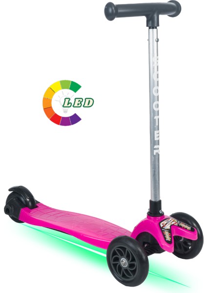 Colorwase LED Işıklı 4 Kademe(50-65 Cm) Ayarlanabilir 3 Tekerlekli Scooter