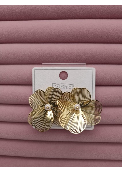 Papatya Küpe Küçük Gold Pirinç