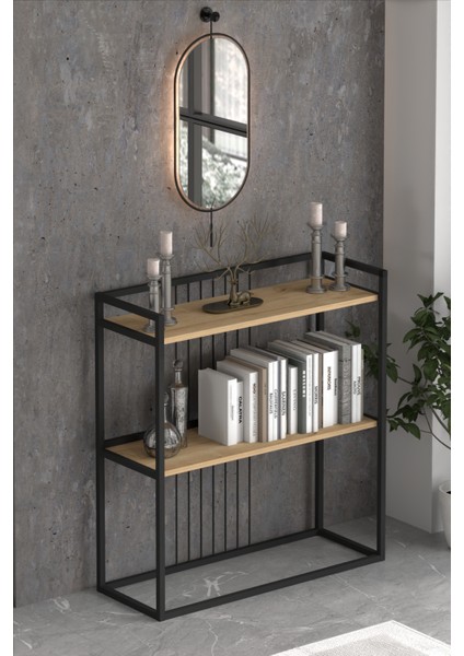 Ludlow 2 Raflı Metal Dresuar Lü x Dresuar Kitaplık Hol Antre Salon LU06-SM