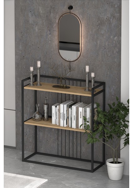 Ludlow 2 Raflı Metal Dresuar Lü x Dresuar Kitaplık Hol Antre Salon LU06-SM