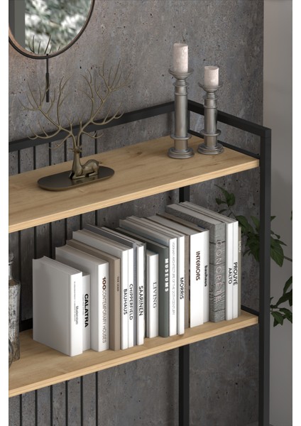 Ludlow 2 Raflı Metal Dresuar Lü x Dresuar Kitaplık Hol Antre Salon LU06-SM