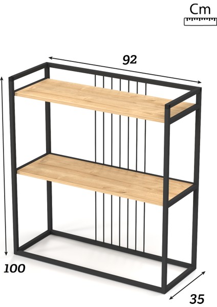 Ludlow 2 Raflı Metal Dresuar Lü x Dresuar Kitaplık Hol Antre Salon LU06-SM