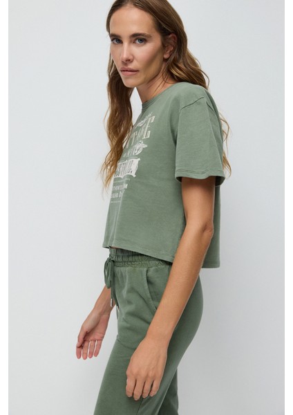 Kısa Kollu Baskılı Sweatshirt