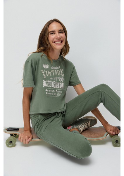 Kısa Kollu Baskılı Sweatshirt