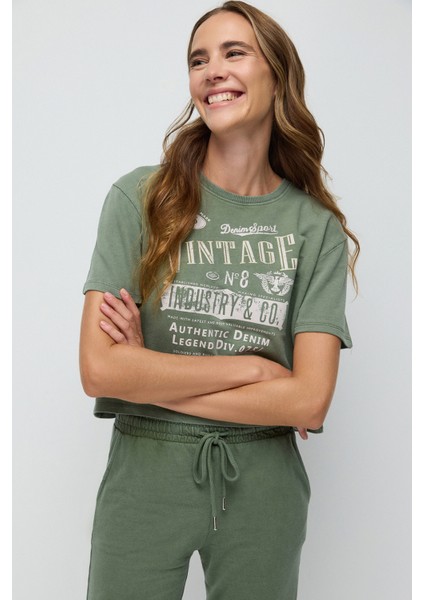 Kısa Kollu Baskılı Sweatshirt