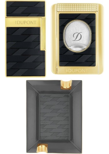 Lacquered Biggy Çakmak Kesici Küllük Üçlü Puro Seti