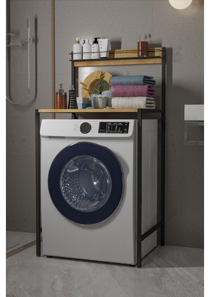Ludlow Sepetli Metal Çamaşır Makinesi Üstü Düzenleyici Banyo Rafı Banyo Organizer LU08-SM