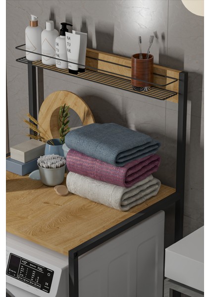 Ludlow Sepetli Metal Çamaşır Makinesi Üstü Düzenleyici Banyo Rafı Banyo Organizer LU08-SM