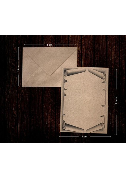 Eskitme Kraft Vintage Retro Mektup Kağıdı ve Zarf Seti 20 Adet