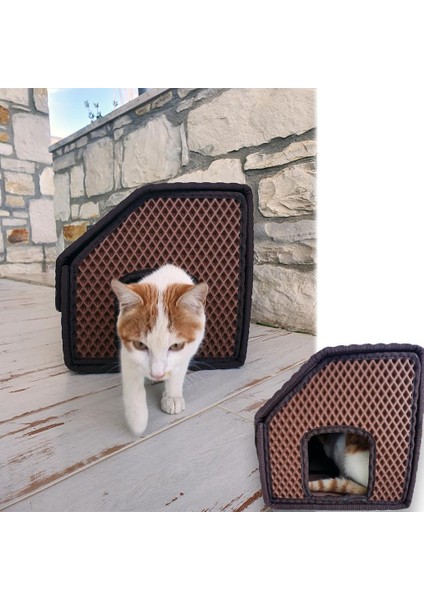 Dış Mekan Yağmura ve Soğuğa Dayanıklı Eva Kedi Evi Yuvası Bej indirimleri