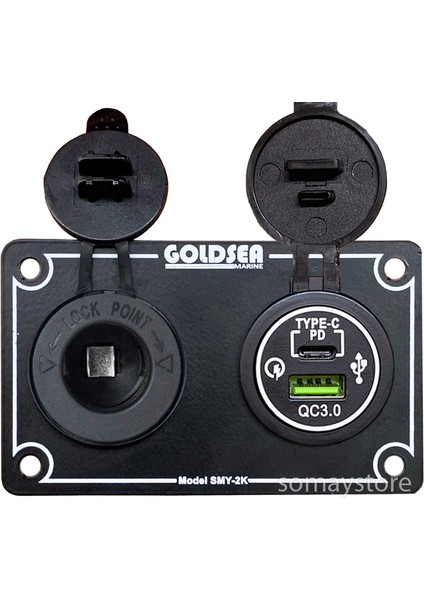 Marin Şarj + USB Type-C Soketi Metal Çerçeveli 12-24V TYPE-C 30W - USB 18W