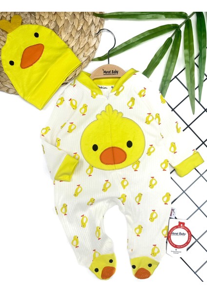 Sevimli Civciv Tweety Fermuarlı Şapkalı Tulum- Sarı