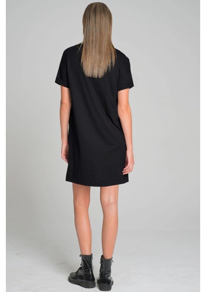 Tokyo 99 Siyah Kısa Kollu Penye T-Shirt Elbise fiyatları