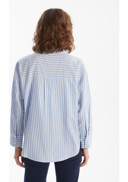 Lcw Vision Çizgili Oversize Oxford Kadın Gömlek