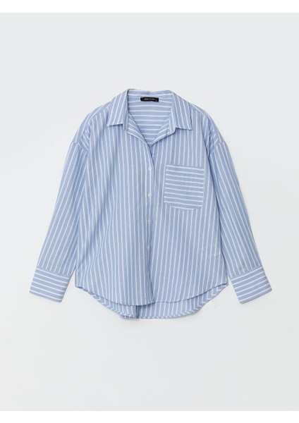 Lcw Vision Çizgili Oversize Oxford Kadın Gömlek