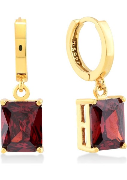 Garnet Zirconia Taşlı Büyük Baget Kesim Küpe