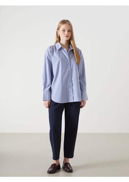 Lcw Vision Çizgili Oversize Poplin Kadın Gömlek fiyatları