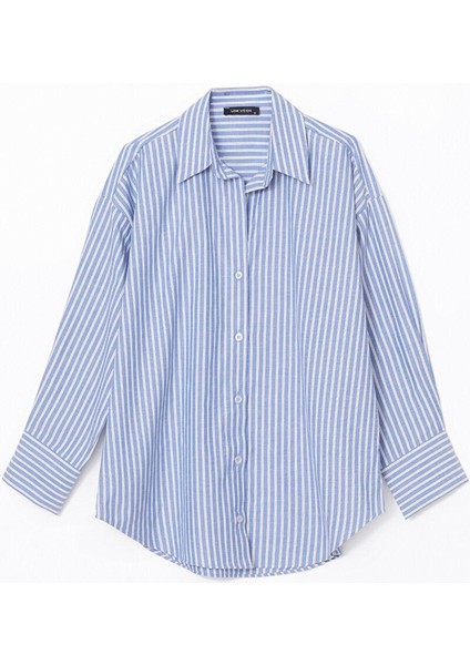 Lcw Vision Çizgili Oversize Poplin Kadın Gömlek indirimleri