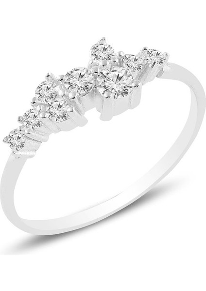 Gümüş Rodyumlu Zirkon Taşlı Lady Gümüş Yüzük SGTL10616RODAJ